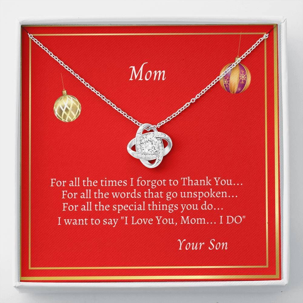 Red Christmas Son Gift For Mom Love Knot Necklace Thank You A Lot