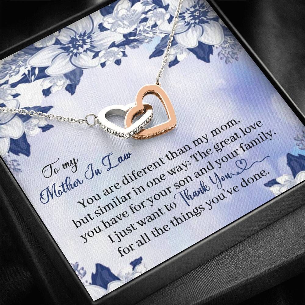 Interlocking Hearts Necklace Gift For Mother In Law Thank You For All The Things You've Done