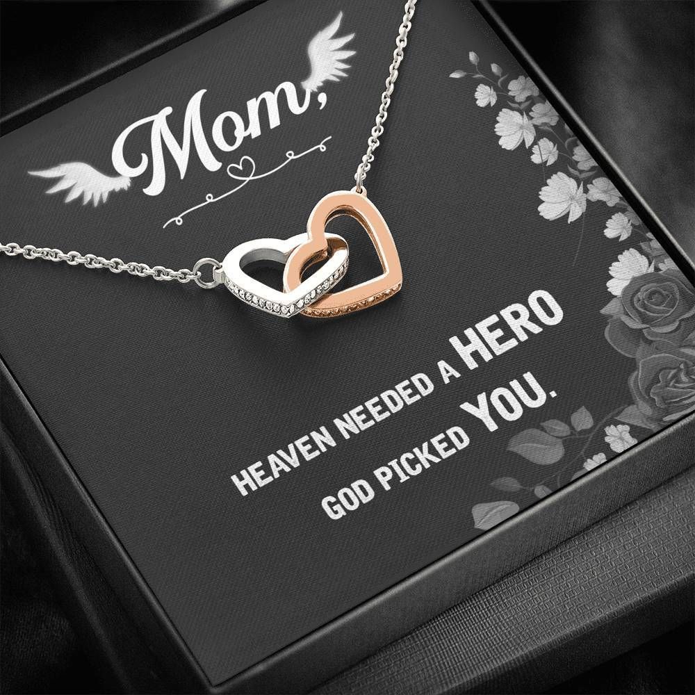 Interlocking Hearts Necklace Gift For Mom Heaven Needed A Hero Picked You