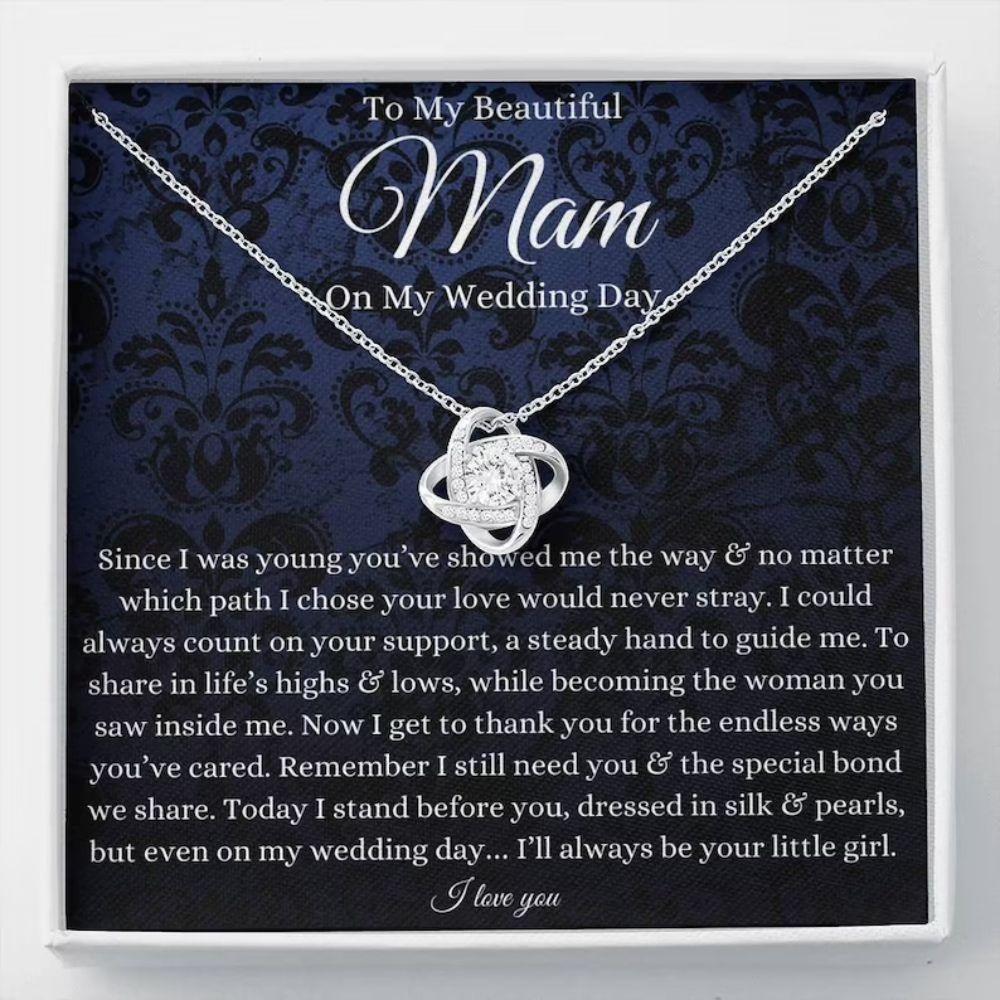 Mom Necklace, To Mam On My Wedding Day Necklace, Mother Of The Bride Gift From Daughter