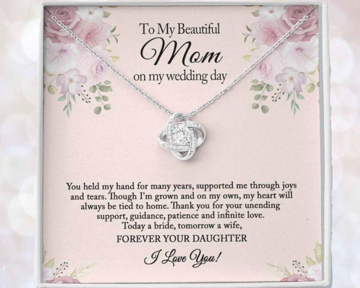 Mom Necklace, To My Mom On My Wedding Day Necklace, Mother Of The Bride Wedding Day Gift