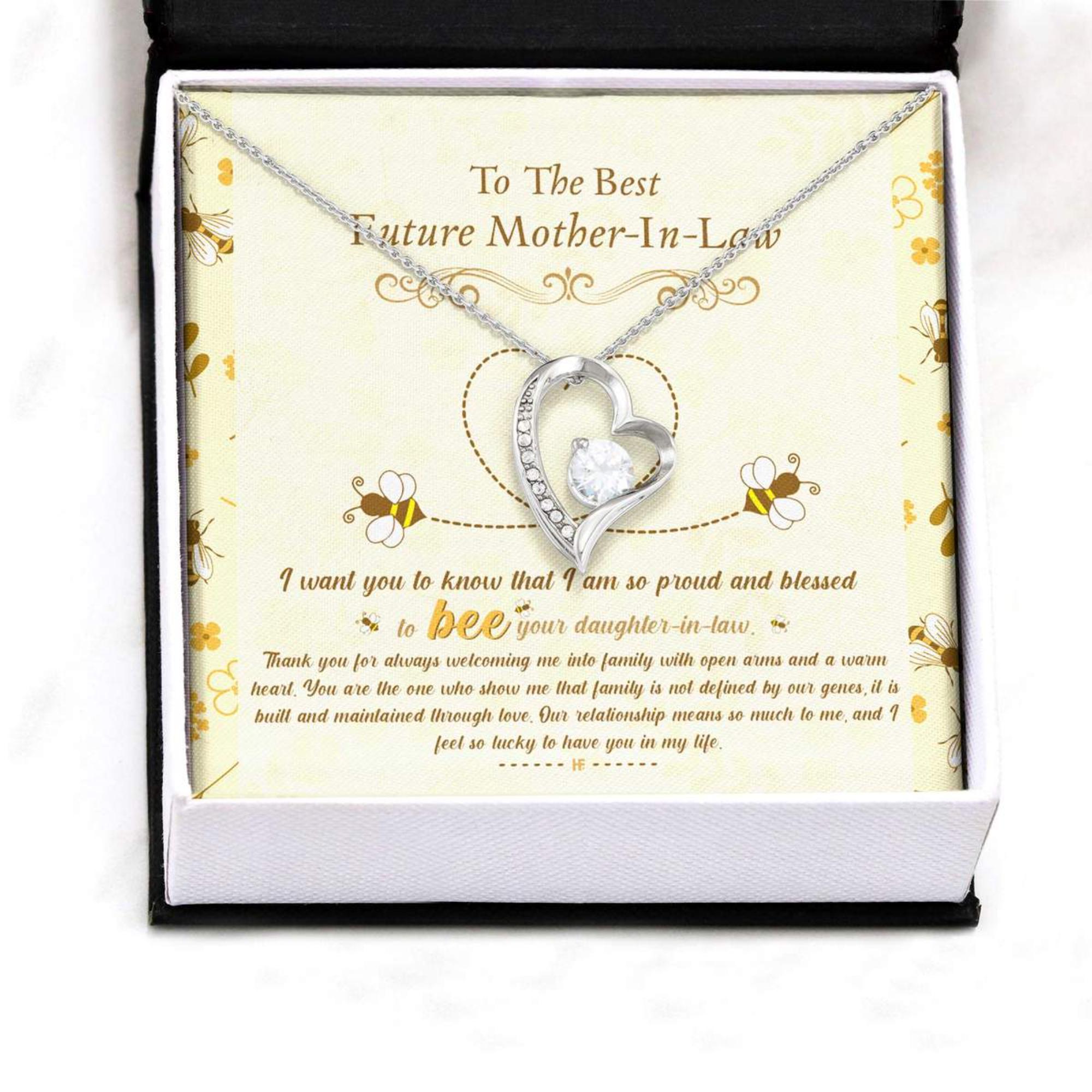 Mother-in-law Necklace, Bee Daughter's Gift Future Mother In Law Necklace Forever Love Necklaces