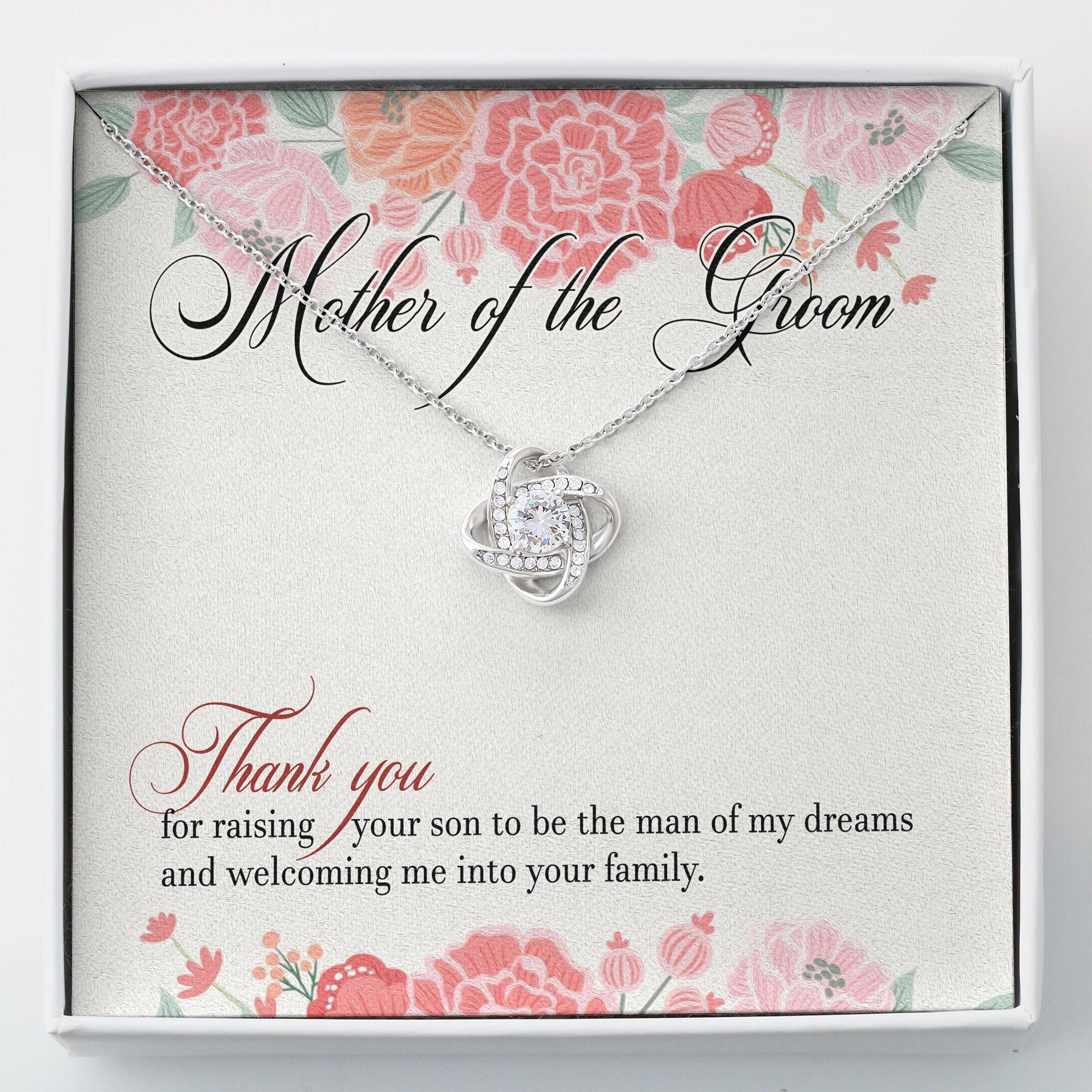 Mother In Law Necklace , Mother Of The Groom Necklace Gift - Thank You Mom Wedding Jewelry Gift V1