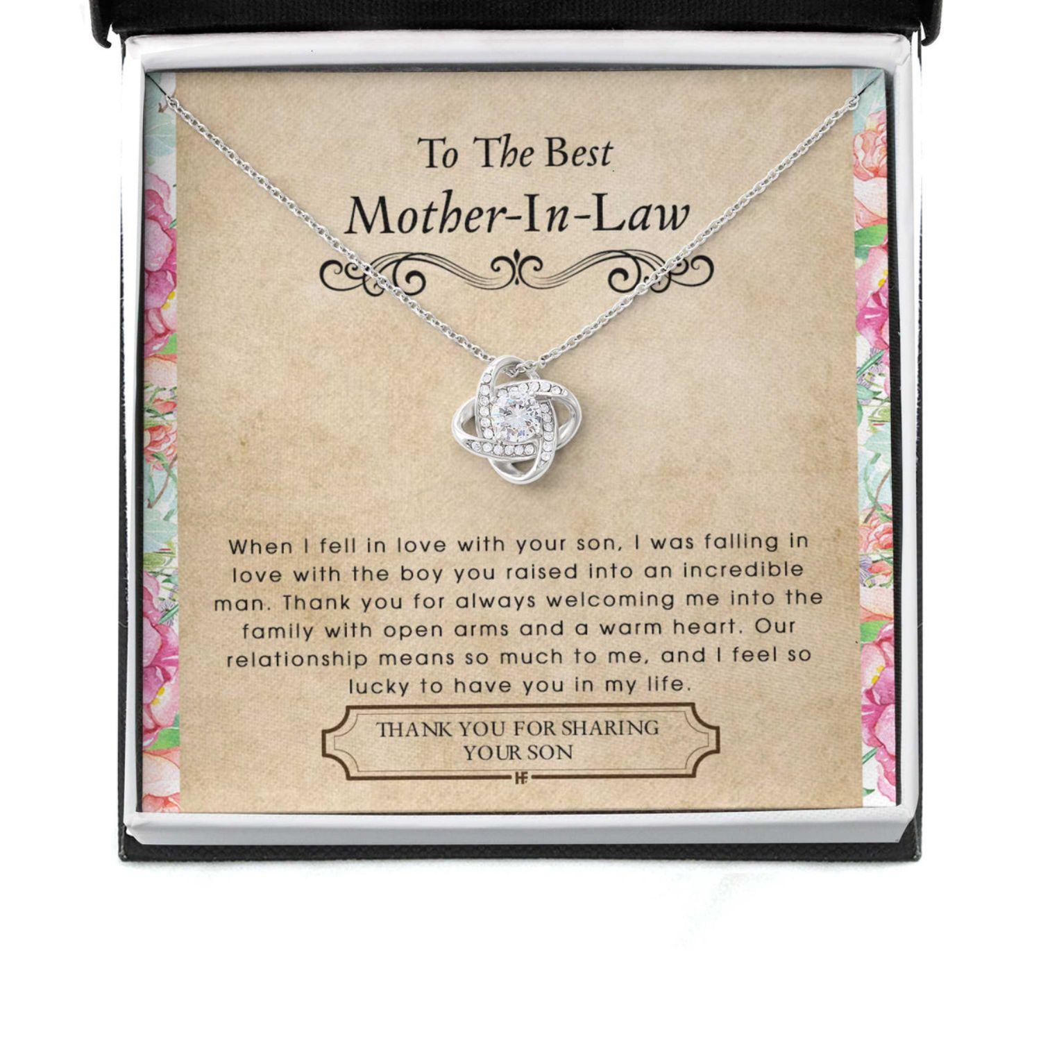 Mother In Law Necklace, Gift For Mother's Day From Daughter, Vintage Message Card Love Knot Necklace
