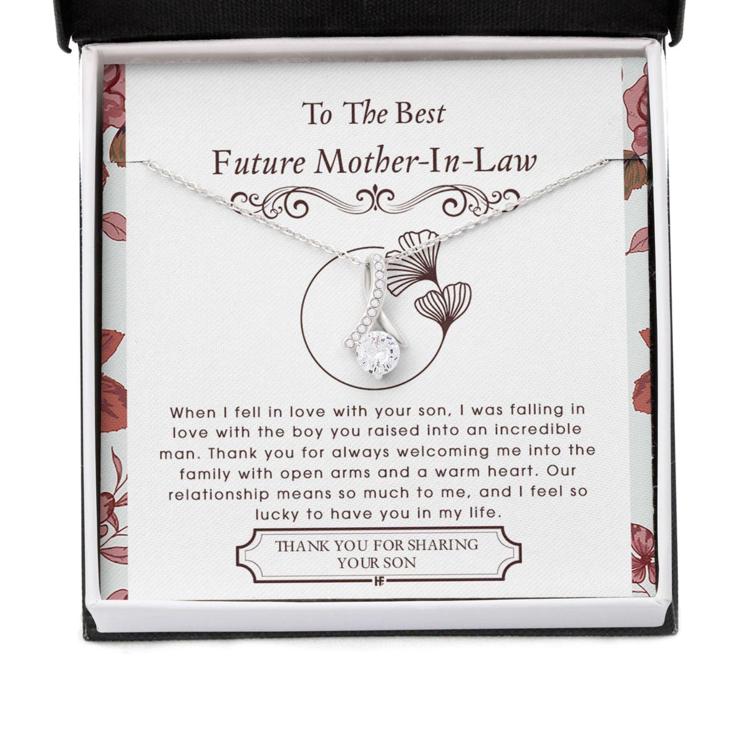 Future Mother In Law Necklace, Gift For Mother's Day From Daughter V5, Message Card Beauty Necklace