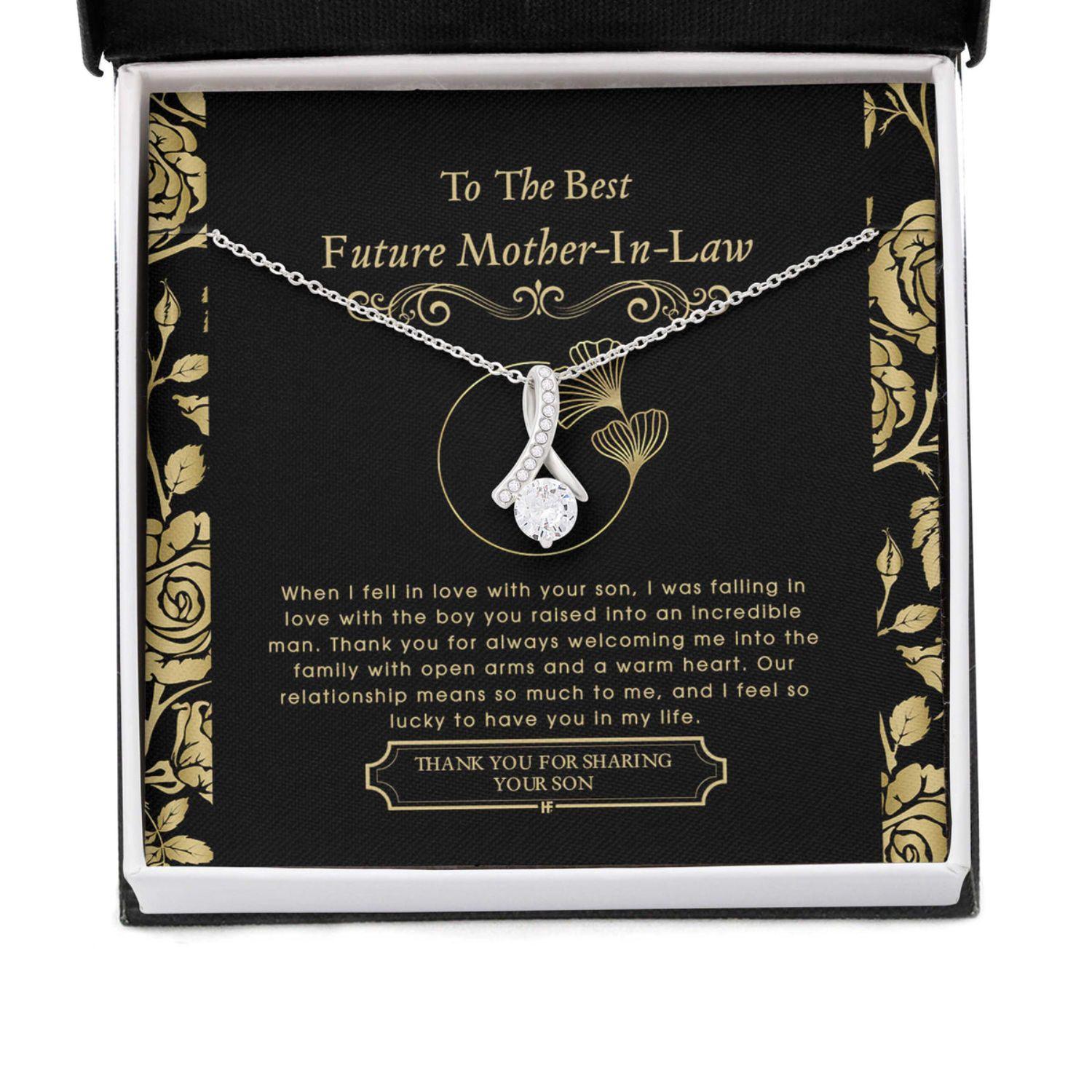 Future Mother In Law Necklace, Gift For Mother's Day From Daughter V6, Message Card Beauty Necklace