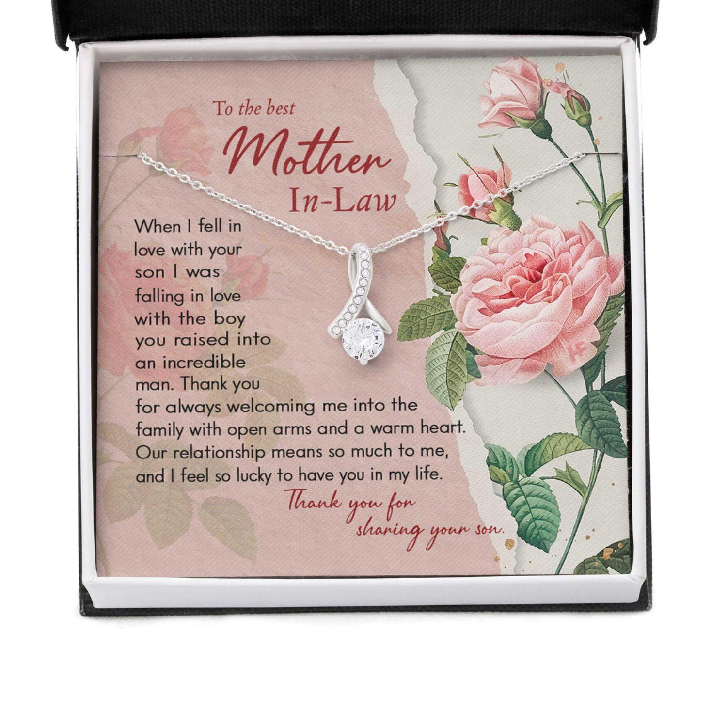Mother In Law Necklace, Gift For Mother's Day From Daughter, Message Card Beauty Necklace