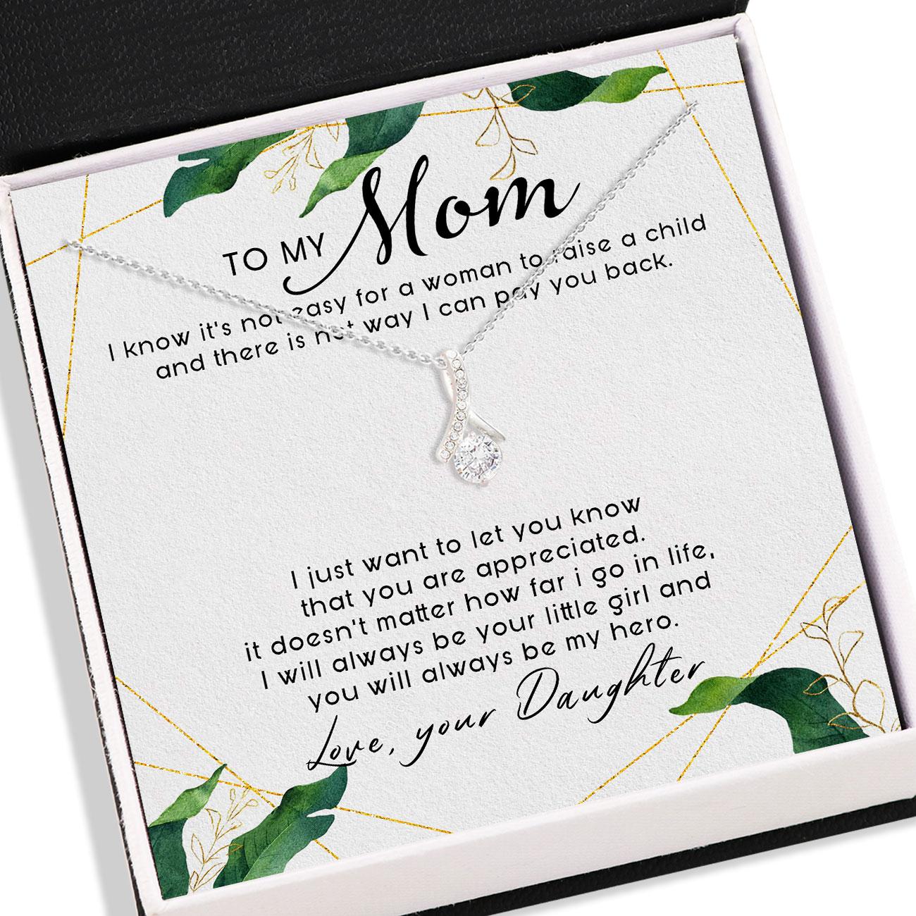 Mom Necklace, To Mom From Daughter Necklace Card Message - Alluring Beauty Necklace, Jewelry For Mom, Mother Gifts