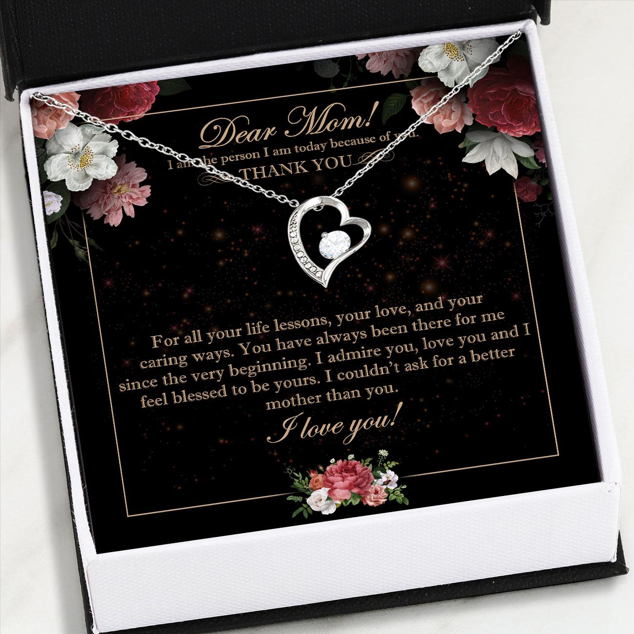 Mom Necklace, Dear My Mom Necklace Card - Forever Love Necklace - Jewelry For Mom, Parents Gifts
