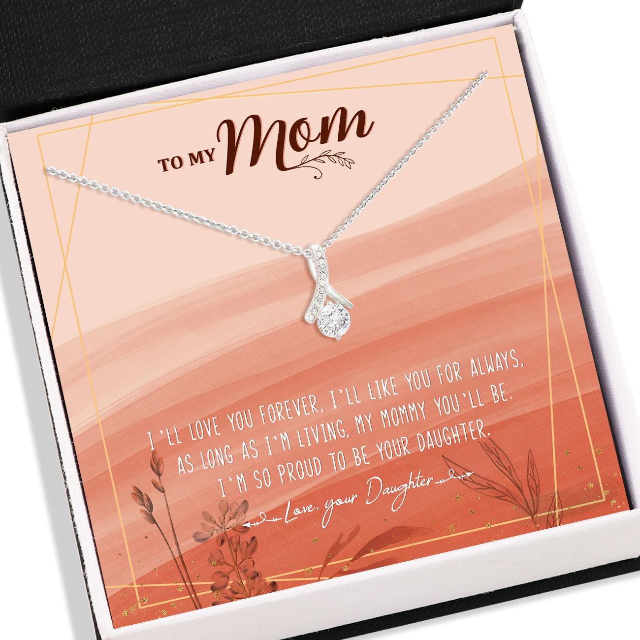 Mom Necklace, Daughter To Mom Necklace Card - Alluring Beauty Necklace, Jewelry Gifts For Mom V1