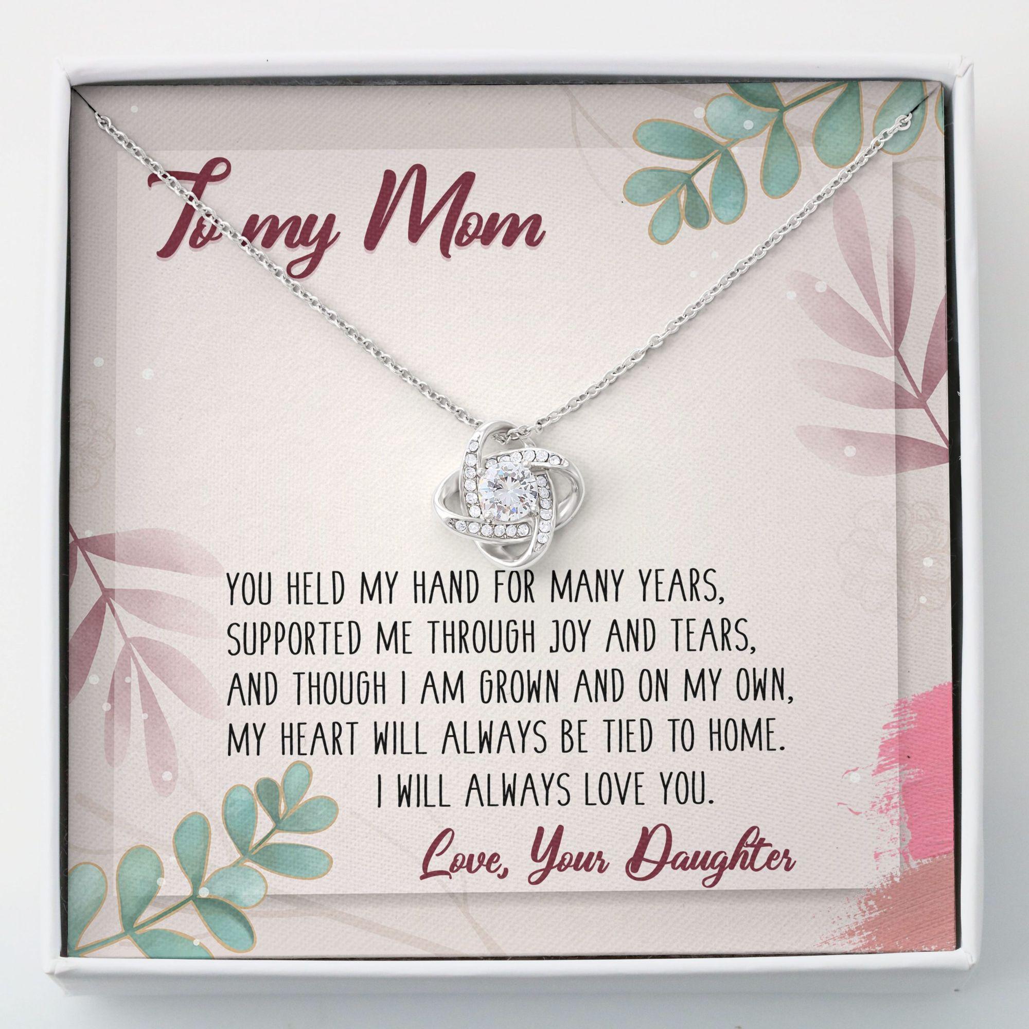 Mom Necklace, To My Mom Mothers Day Love Knot Necklace, Gift For Mom Mothers Day