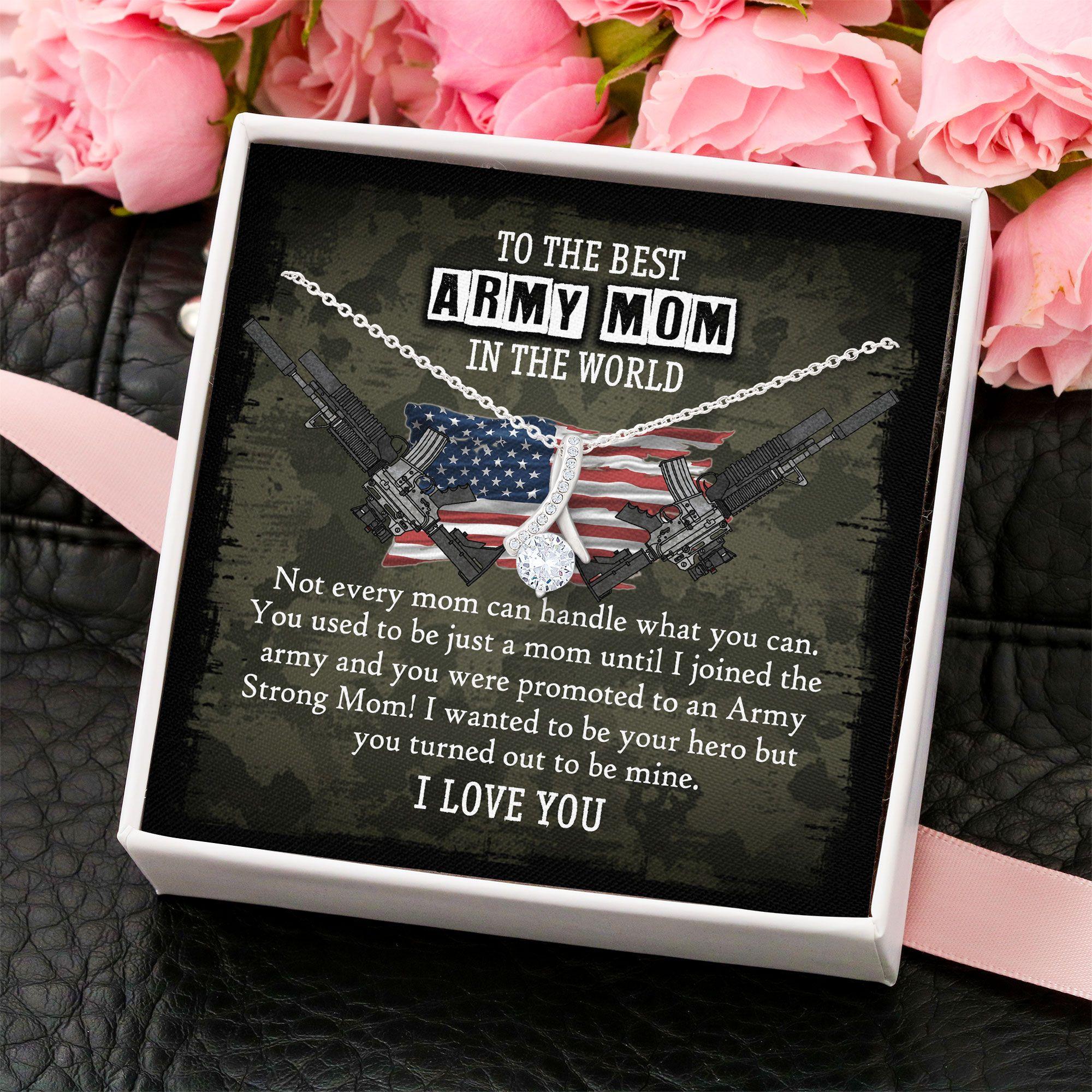 Mom Necklace, Army Mom Necklace - Proud Army Mom Gift Mothers Day Alluring Beauty Necklace