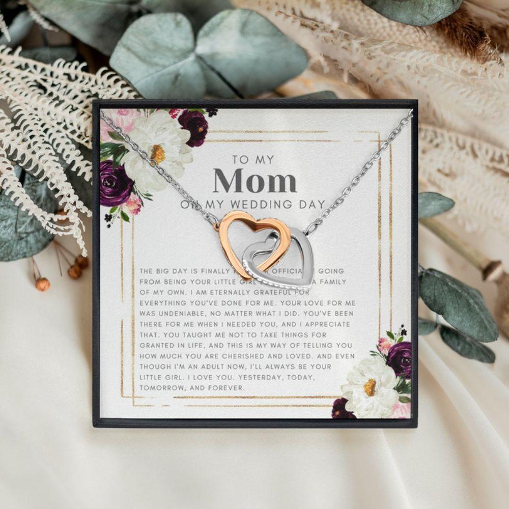 Mom Necklace, Mother Of Bride Gift: Wedding Gift For Mom, Mother Of Bride Gift From Daughter, Mom Thank You Gift, Hearts Necklace.