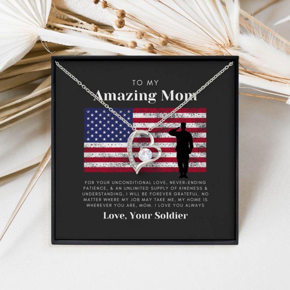 Mom Necklace, Army Mom Gift, Military Mom Forever Love Necklace Gift, Gift For Mom From Soldier