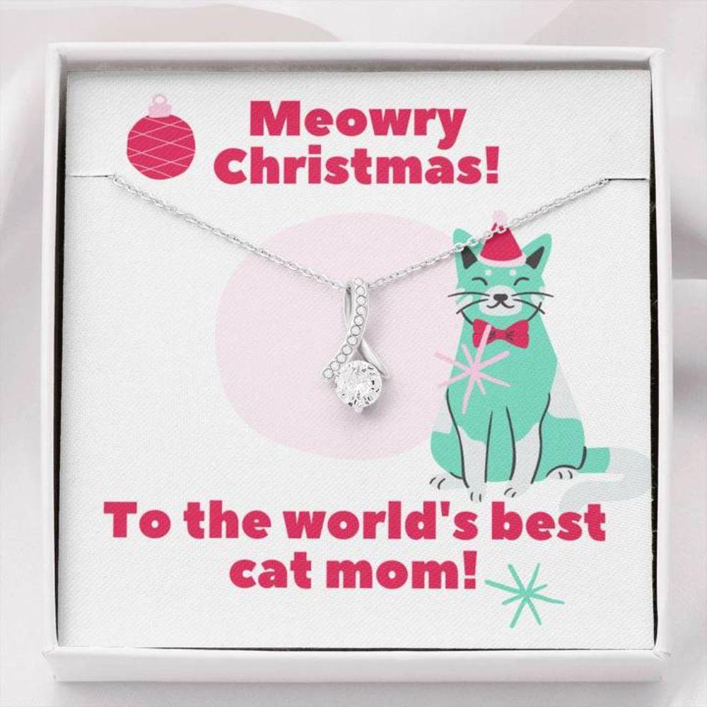 Cat Mom Necklace, Happy Holidays To A Cool Cat Christmas Beauty Necklace