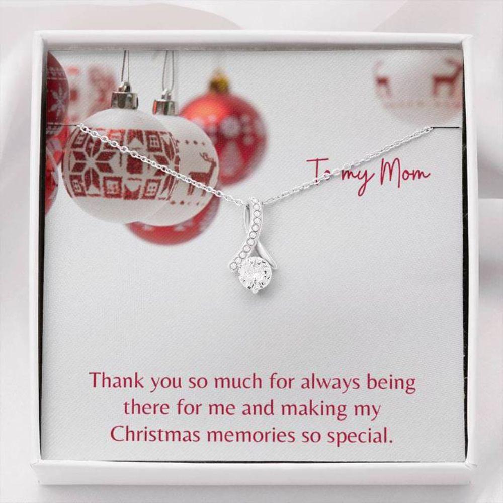 Mom Necklace, Gift Necklace With Message Card Mom Holiday Red The