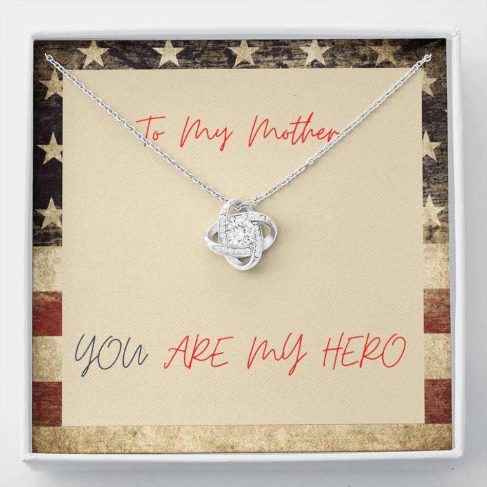 Mom Necklace - Necklace For Mom - Gift Necklace With Message Card Mom Hero Patriotic