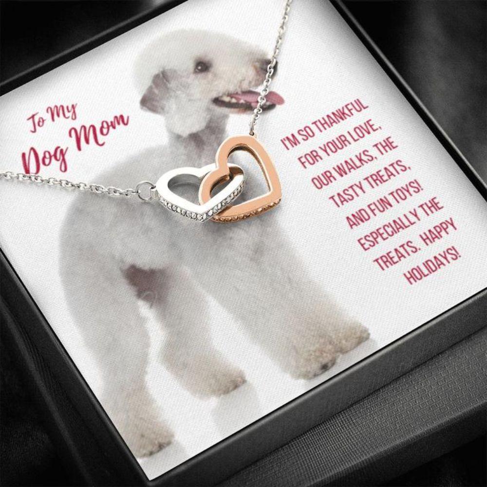 Dog Mom Necklace, Gift Necklace With Message Card - Bedlington Terrier Dog Mom