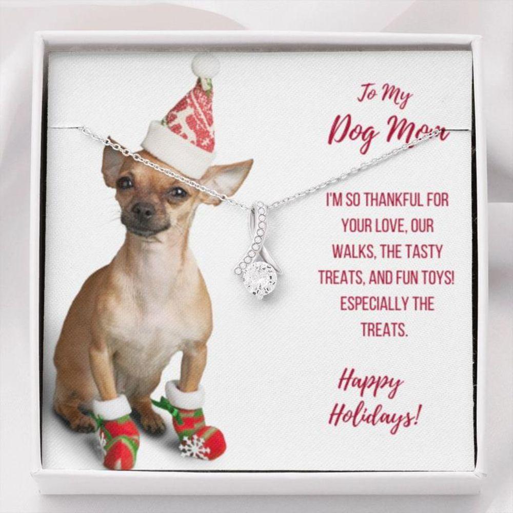 Dog Mom Necklace, Gift Necklace With Message Card - Chihuahua Dog Mom Beauty Necklace