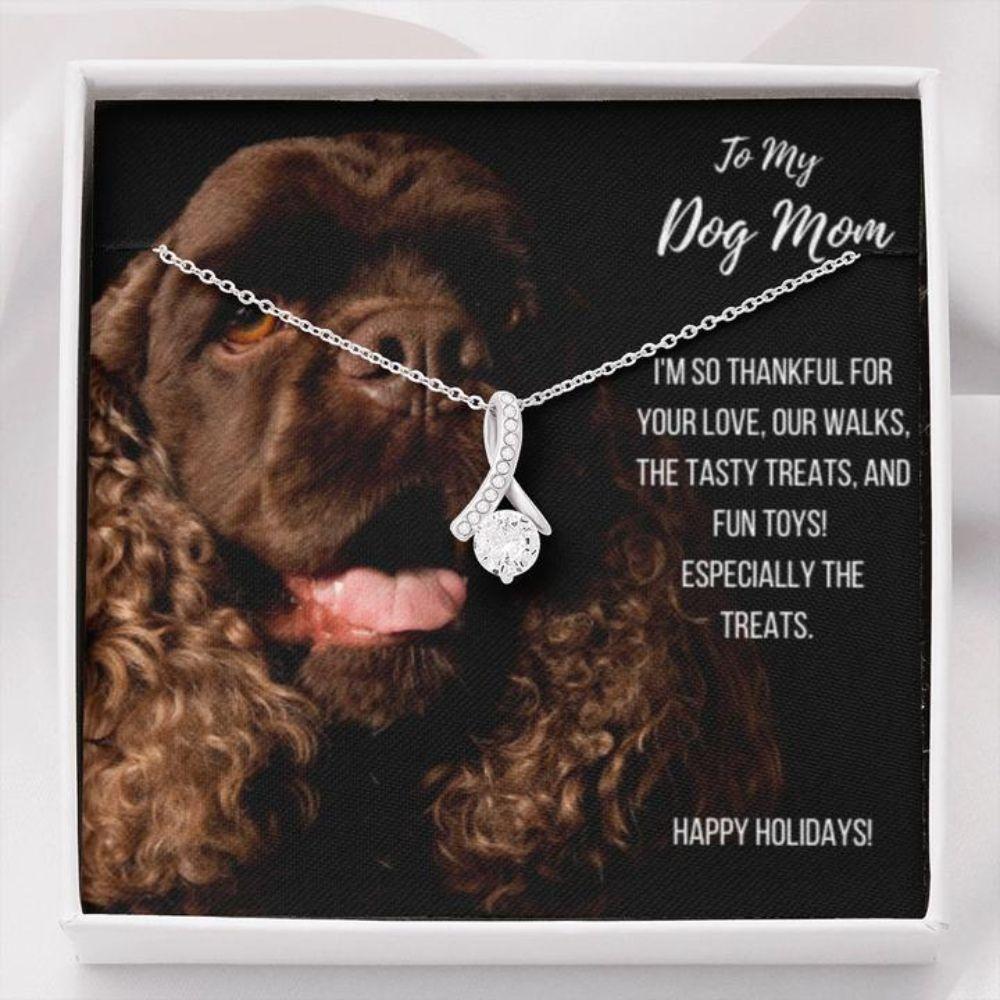 Dog Mom Necklace, Gift Necklace With Message Card - Brown Cocker Spaniel Dog Mom Beauty Necklace
