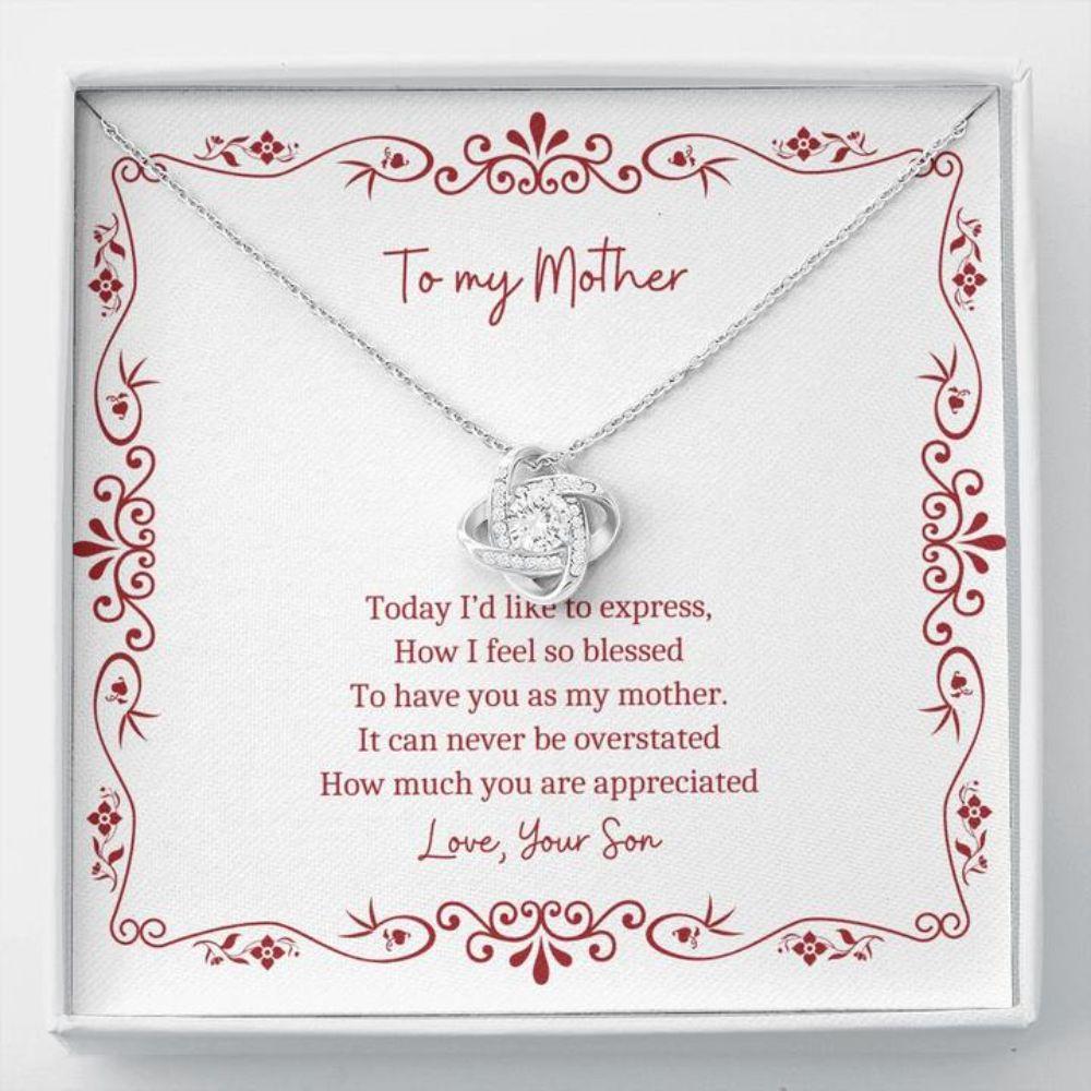 Mom Necklace - Necklace For Mom - Gift Necklace Message Card - To Mom From Son Red Border