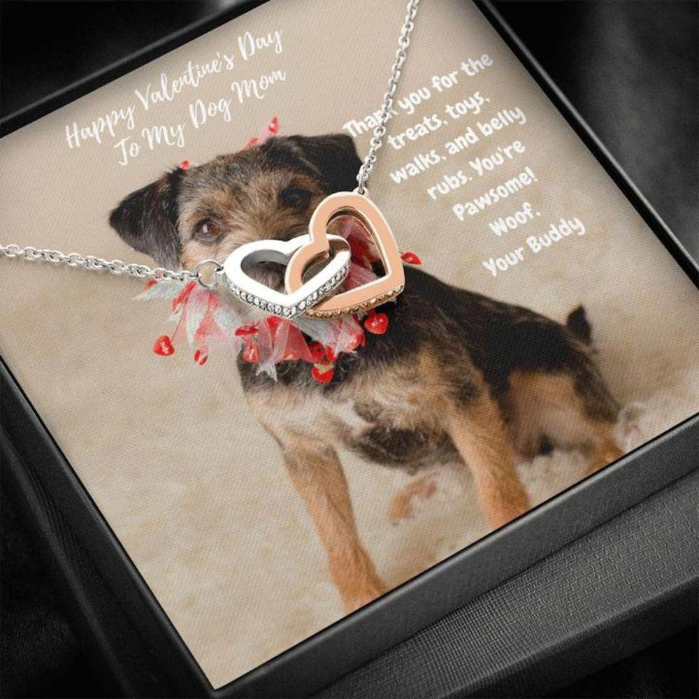 Dog Mom Necklace, Gift Necklace Message Card - To My Terrier Dog Mom Happy Valentine's Day