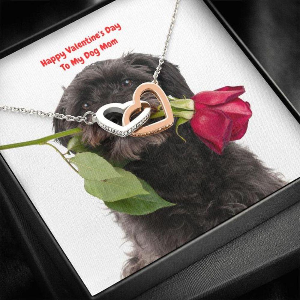 Mom Necklace, Gift Necklace Message Card - Terrier Or Schnoodle To My Dog Mom Happy Valentine's Day