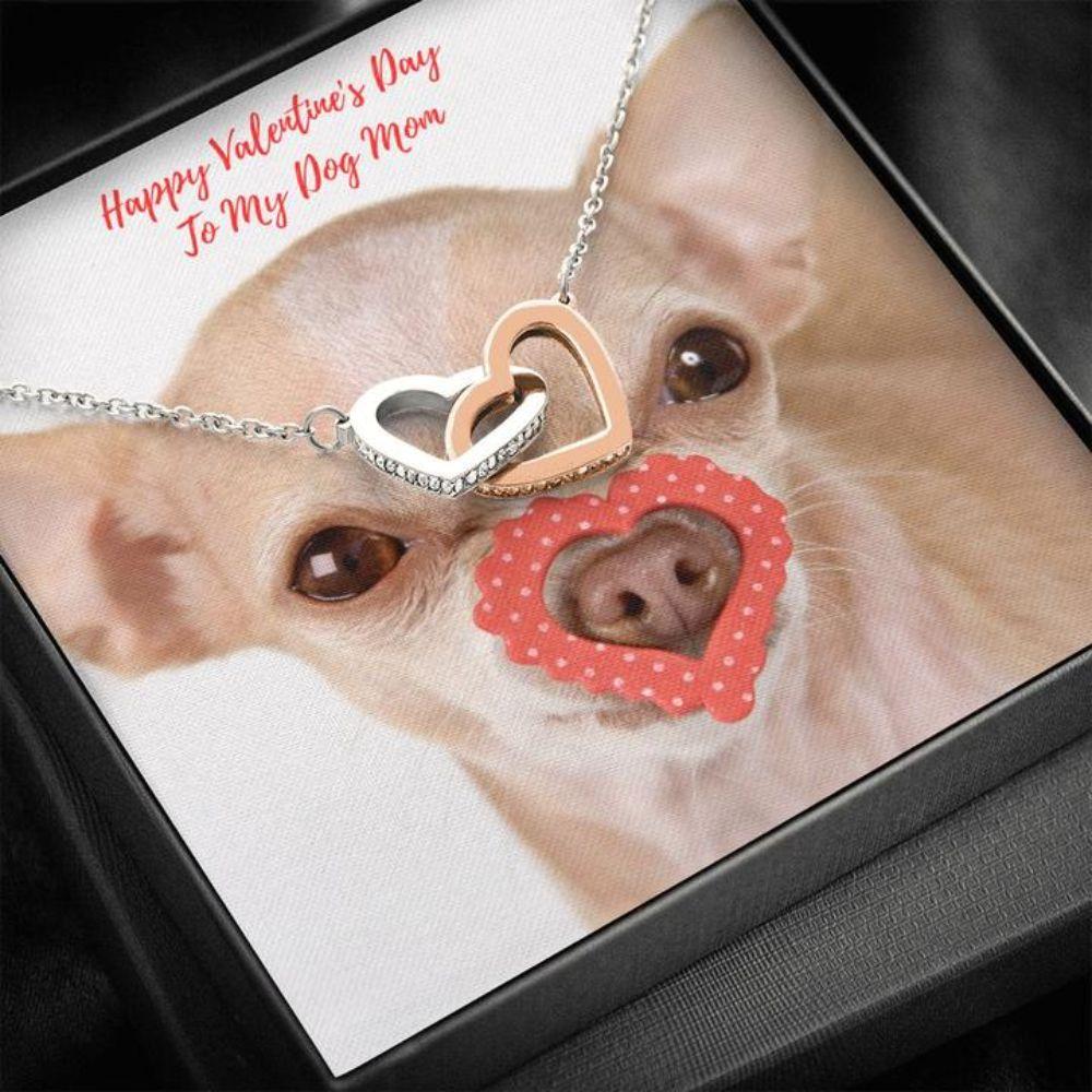 Dog Mom Necklace, Gift Necklace Message Card - To My Chihuahua Heart Nose Dog Mom Happy Valentine's Day
