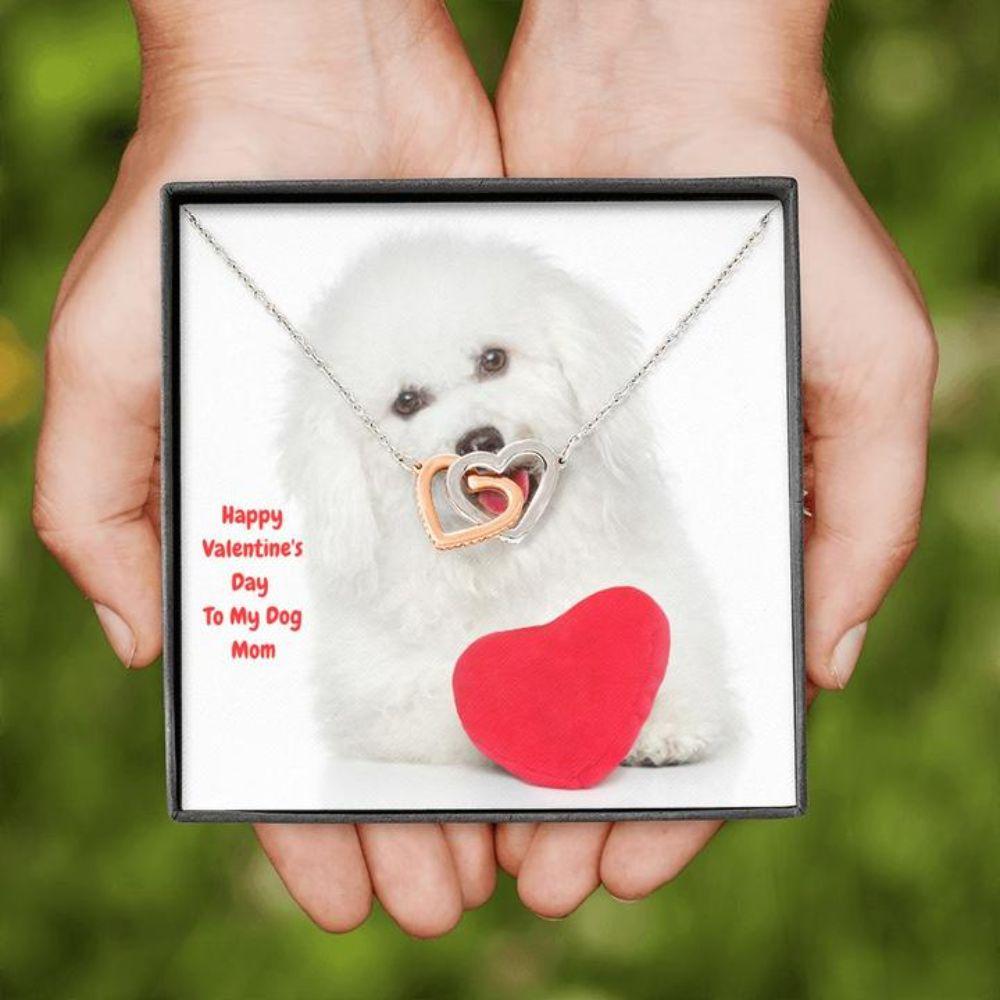 Dog Mom Necklace, Gift Necklace Message Card - To My Bichon Frise Dog Mom Happy Valentine's Day