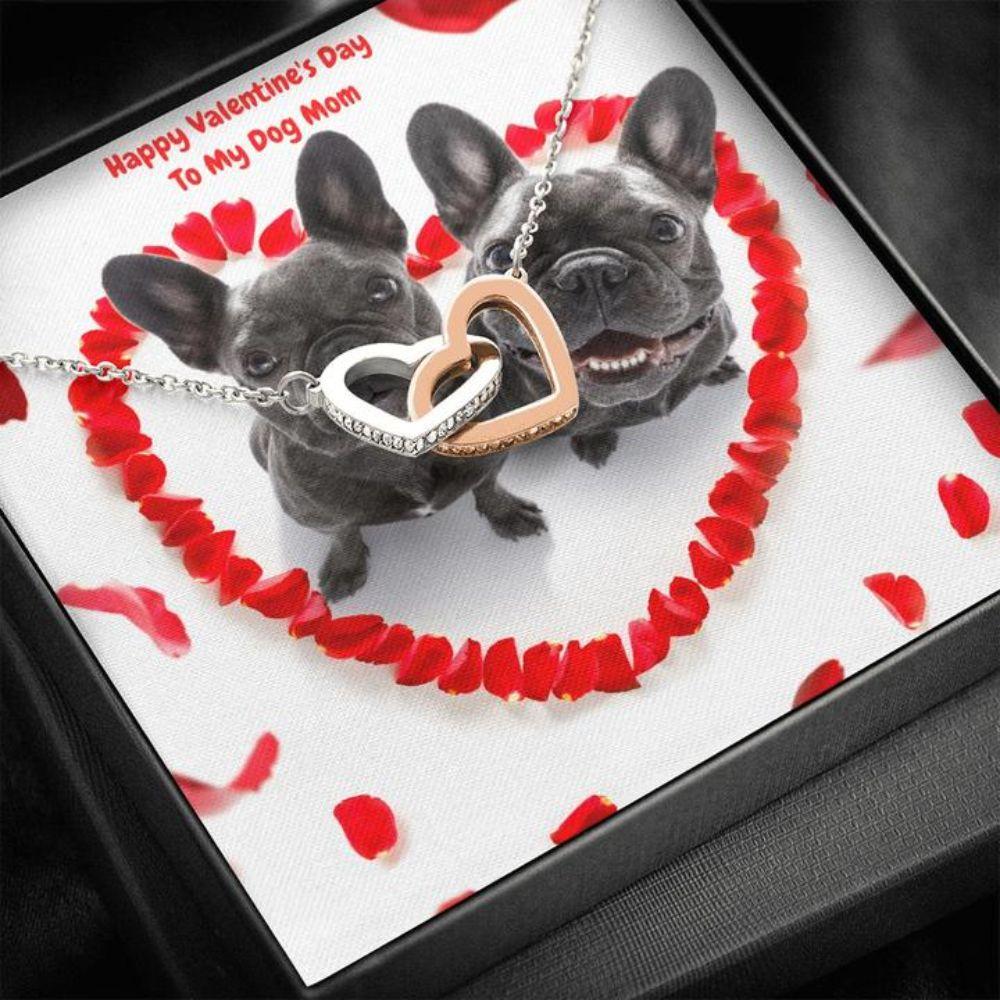 Dog Mom Necklace, Gift Necklace Message Card - To My French Bull Dog Mom Frenchies Happy Valentine's Day