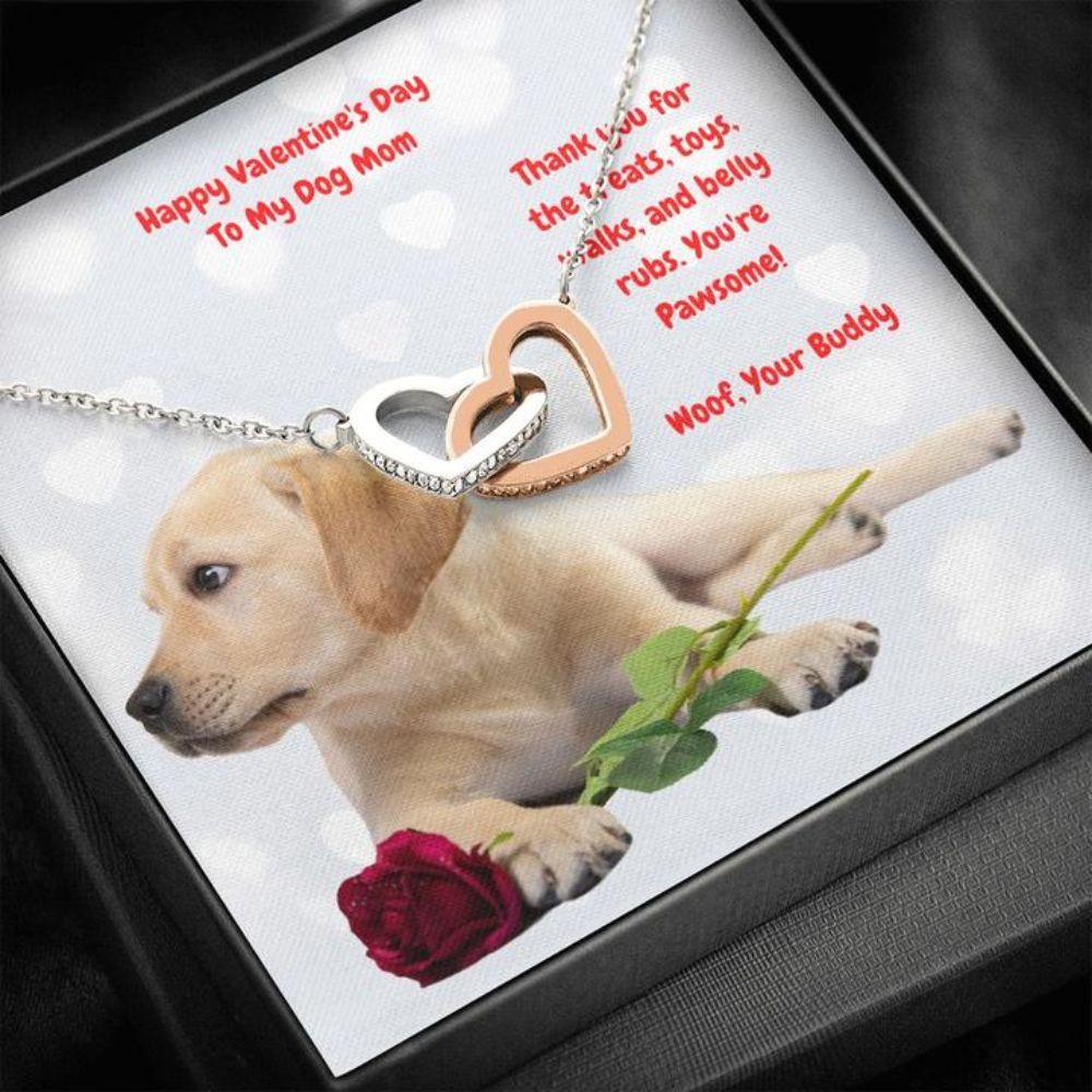 Dog Mom Necklace, Gift Necklace Message Card - To My Yellow Labrador Retriever Dog Mom Happy Valentine's Day