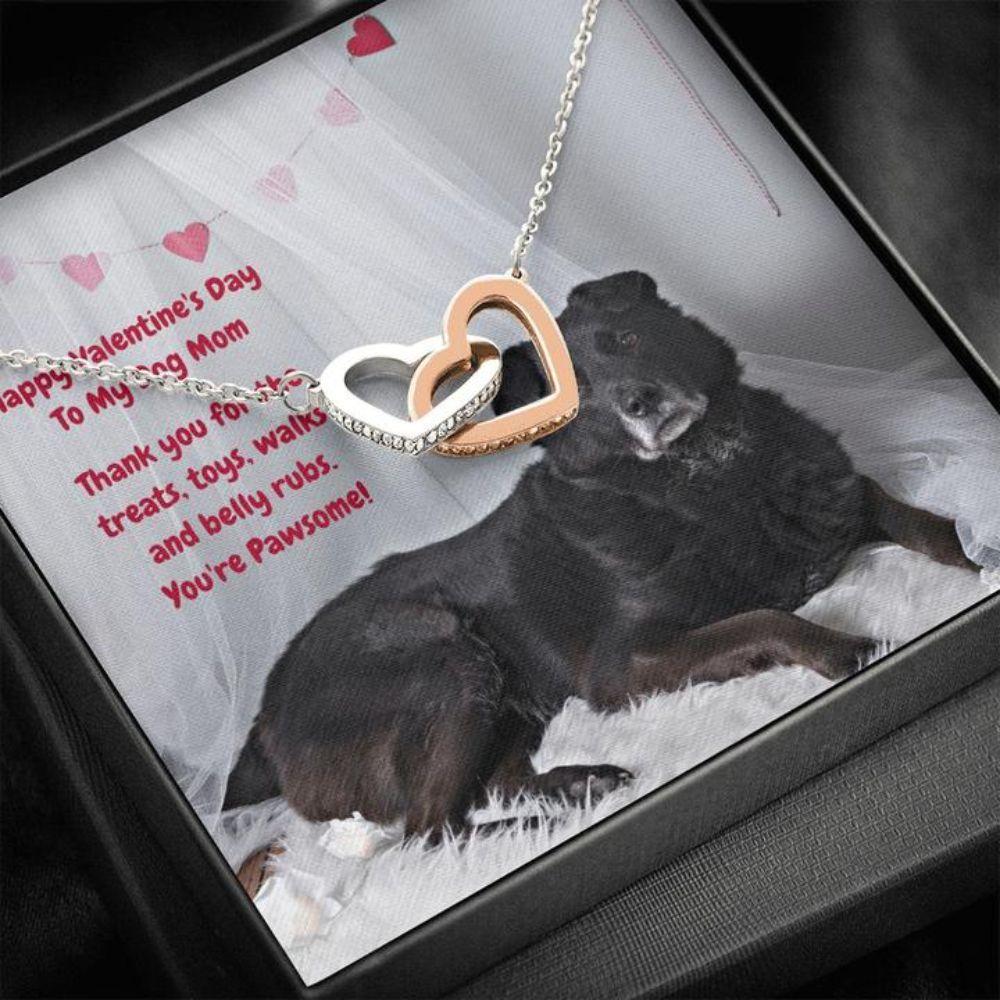 Dog Mom Necklace, Gift Necklace Message Card - To My Black Labrador Retriever Senior Dog Mix Dog Mom Happy Valentine's Day