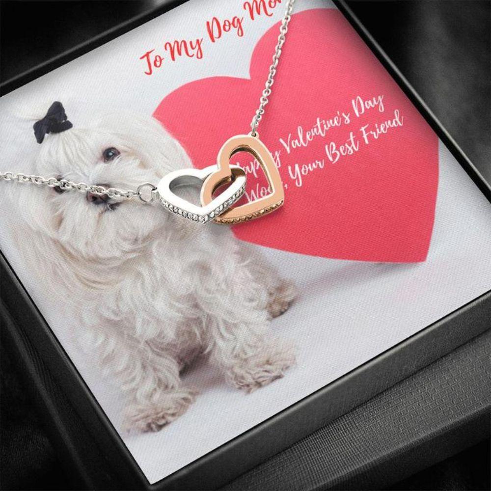 Dog Mom Necklace, Gift Necklace Message Card - To My Maltese Dog Mom Happy Valentine's Day
