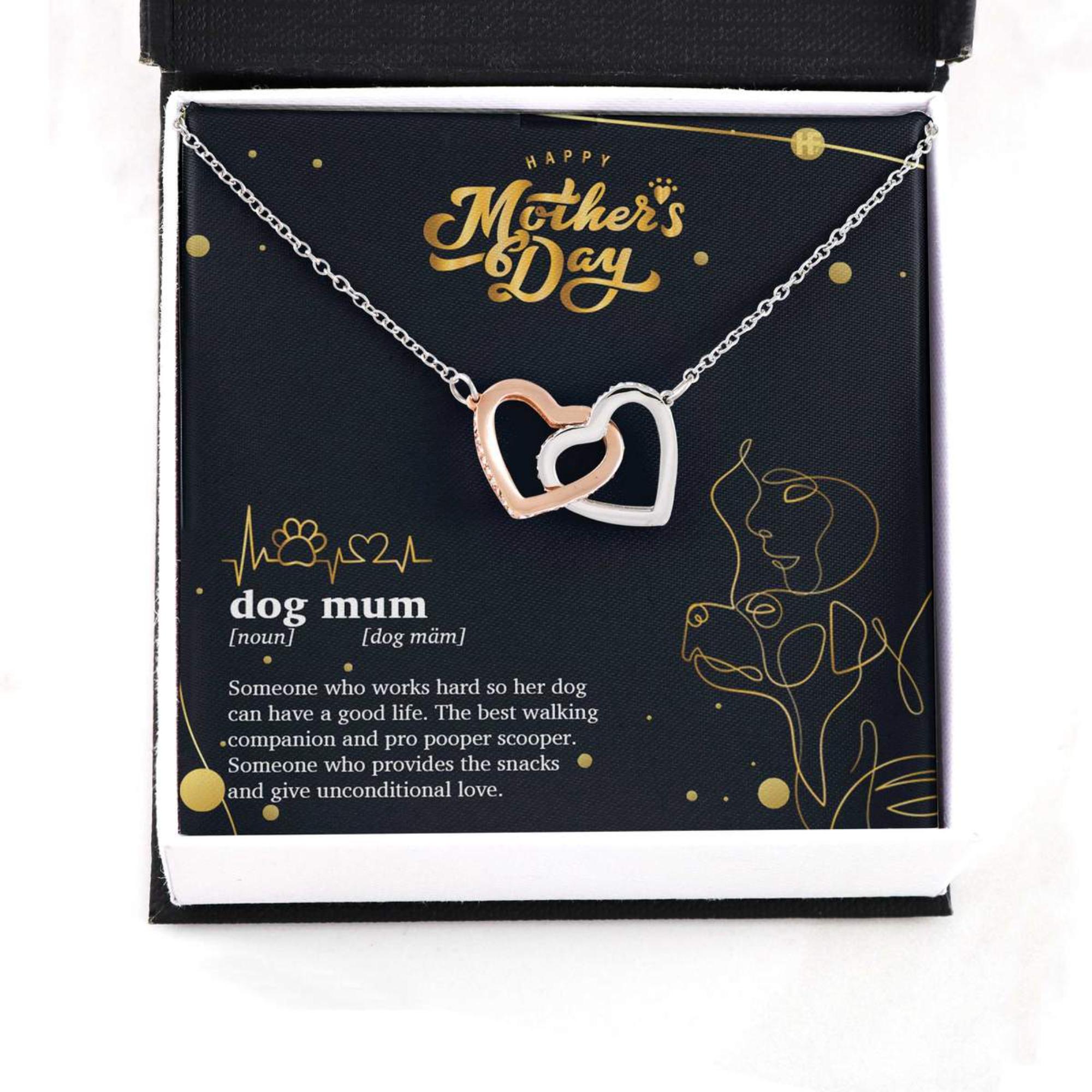 Mom Necklace, Dog Mom Definition Gift On Mother's Day Interlocking Hearts Necklaces