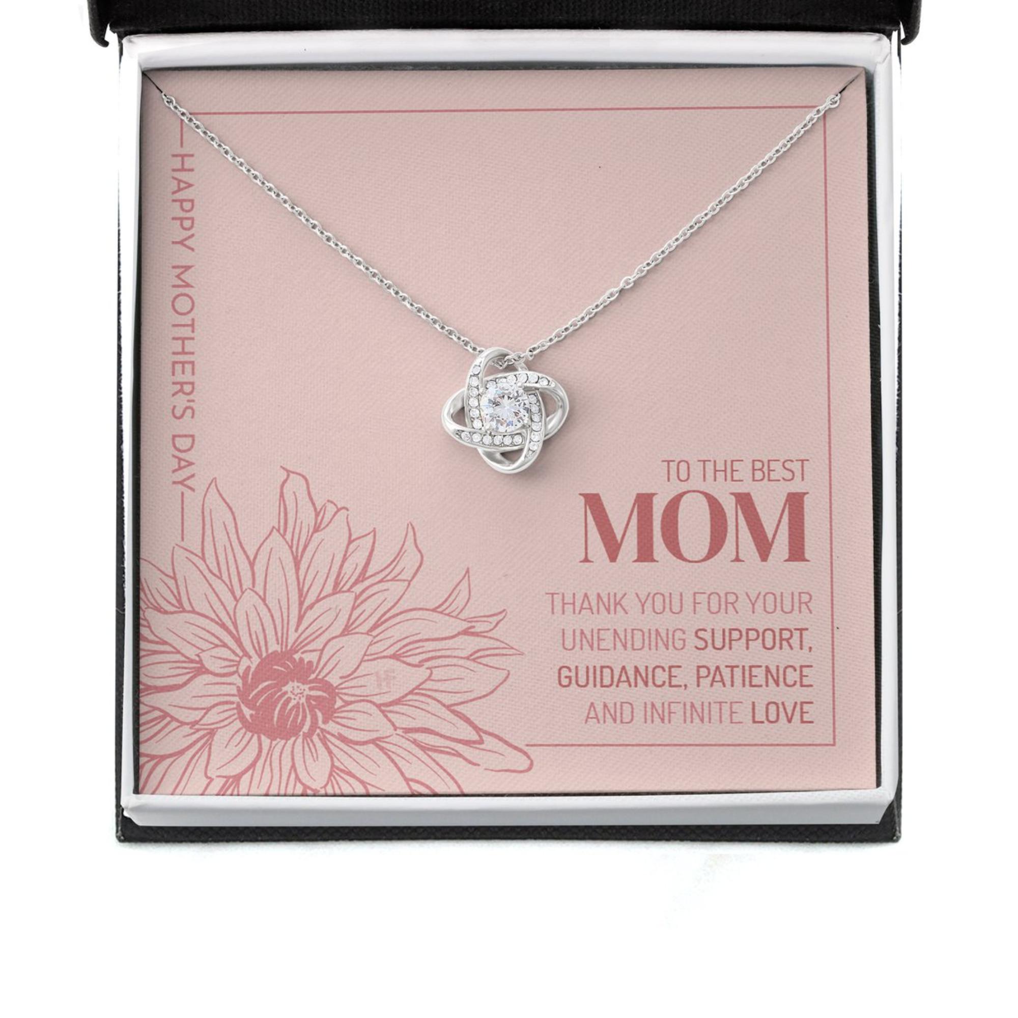 Mom Necklace, Gift For The Best Mom On Mother's Day With Lined Drawing Flower Love Knot Necklaces