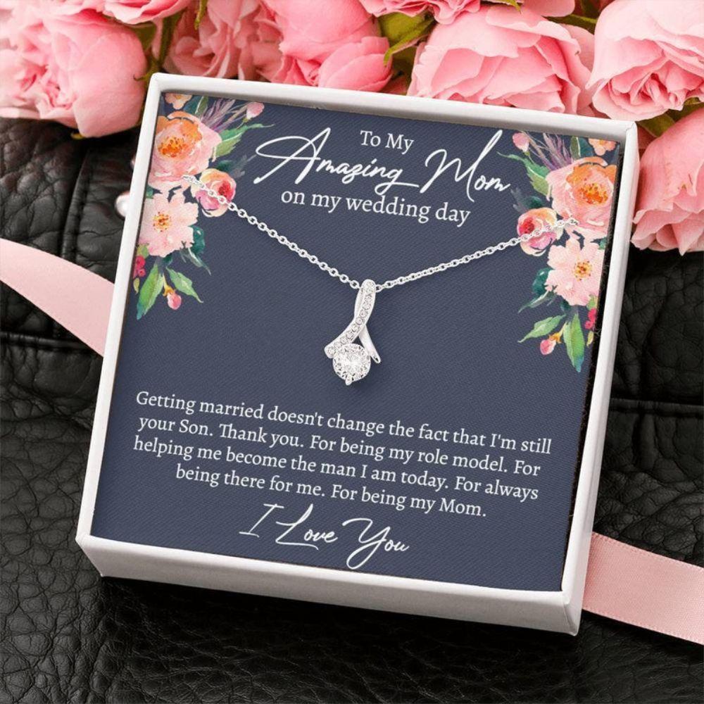 Mom Necklace, Gift To Mom On My Wedding Day, Son To Mother On Wedding Day, Wedding Gift To My Mom From Son