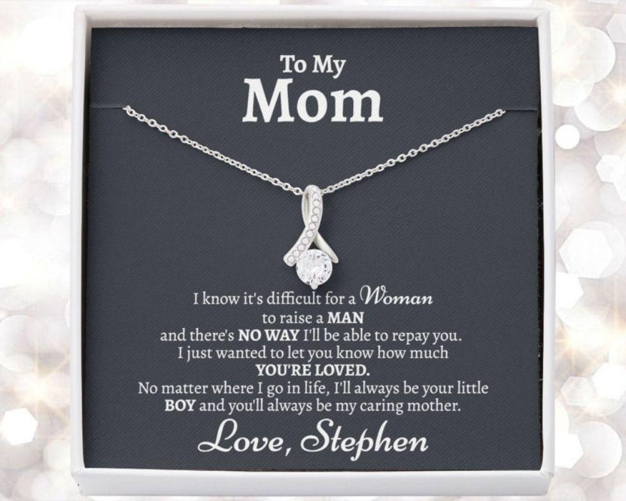 Mom Necklace, Mom Son Necklace, Birthday Necklace Gift Idea For Mom From Son, Sentimental Gift For Mom From Son, Mother Son Gift