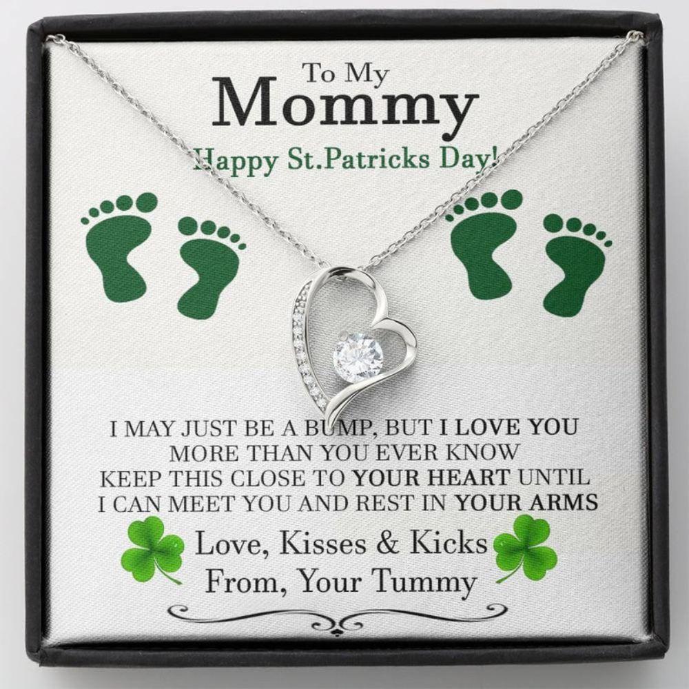 Mom Necklace, New Mom St Patrick's Day Gift, Pregnant Wife St Patrick's Day Gift, Gift For Expecting Wife, Mom To Be St Patricks Day Necklace