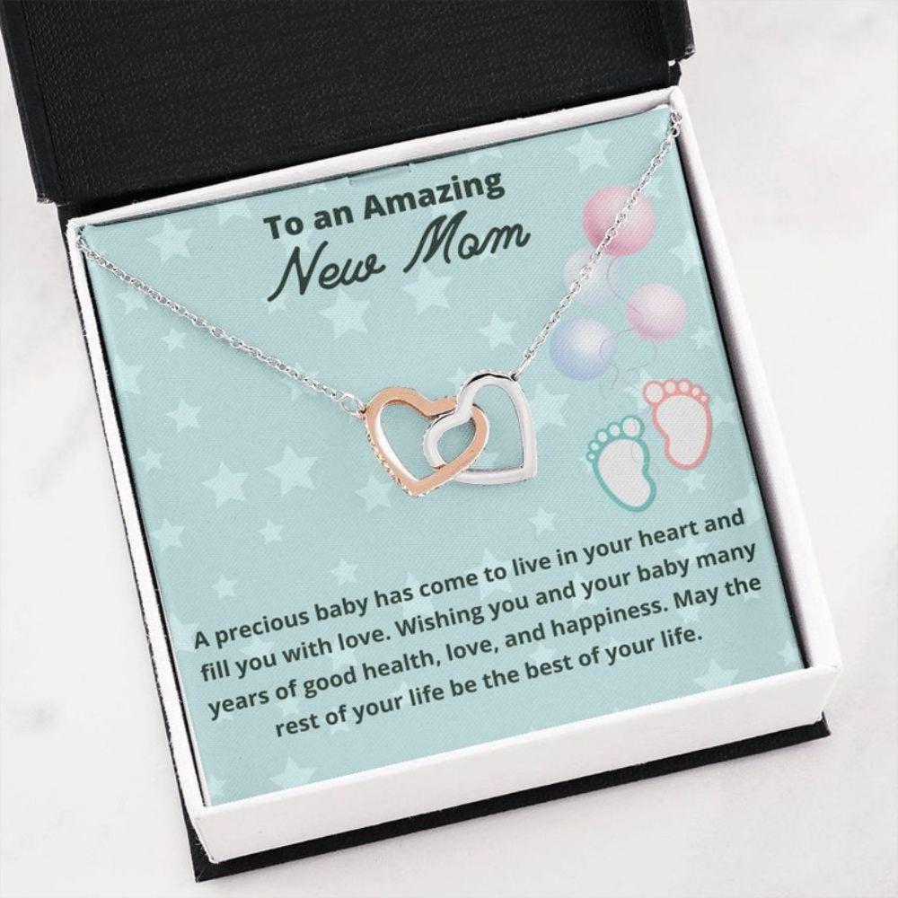 Mom Necklace, Gift For New Mom Two Hearts Necklace First Time Mom To Be Gifts, Present For New Mom, Unique New Mom Gift