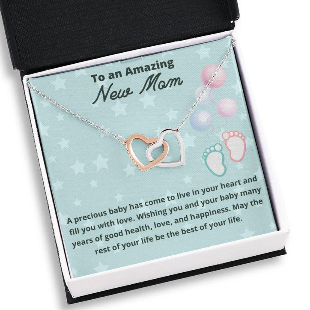 Mom Necklace, Gift For New Mom Two Hearts Necklace First Time Mom To Be Gifts, Present For New Mom