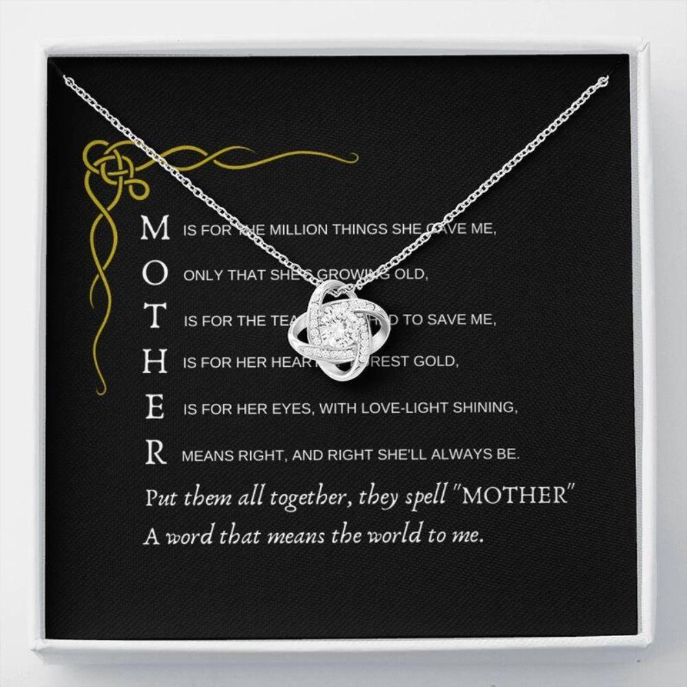 Mom Necklace, Mother Means The World Necklace, Gift For Mom Birthday Christmas