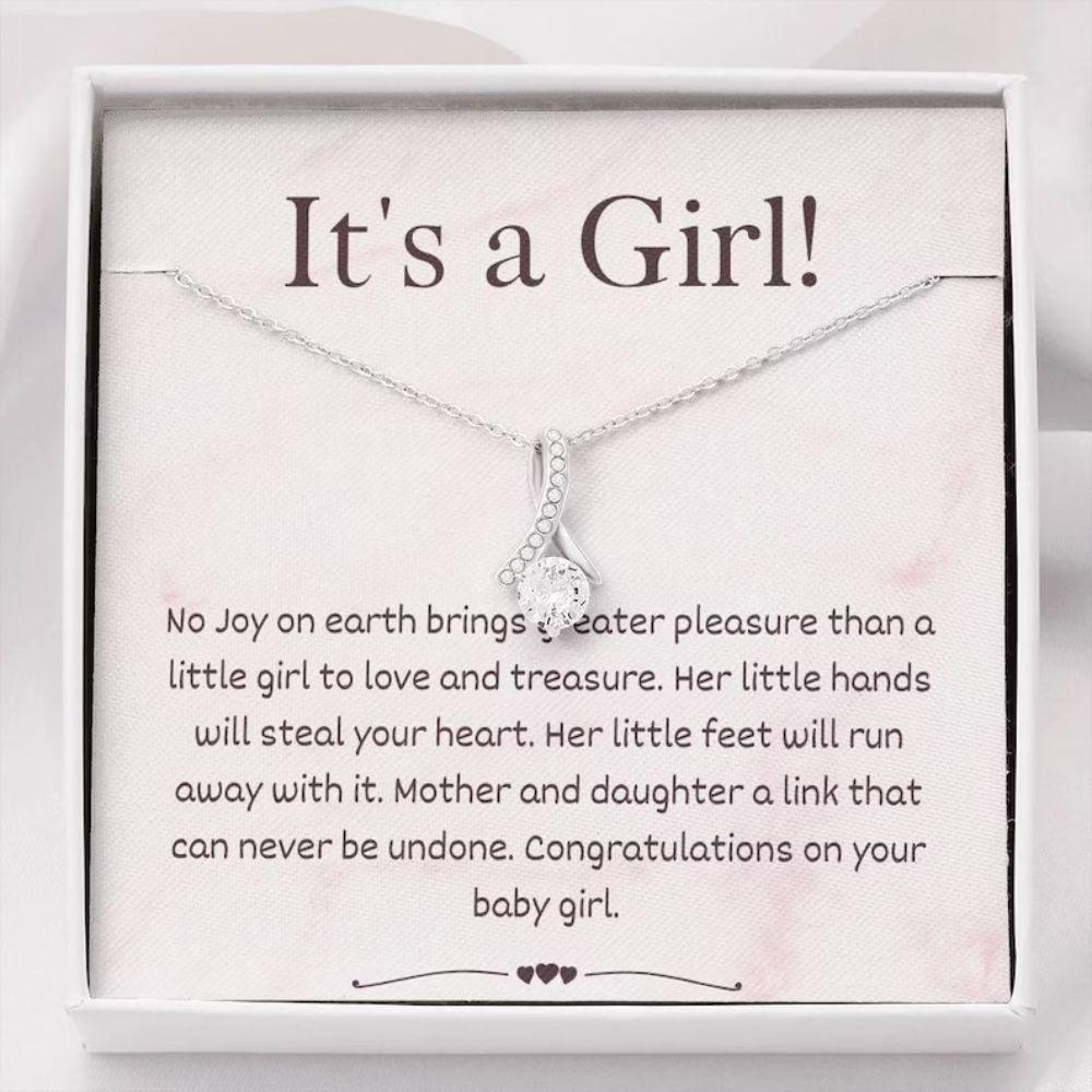 Mom Necklace, It's A Baby Girl New Mom Necklace Gift, Gift For New Baby Girl, New Mommy Gift