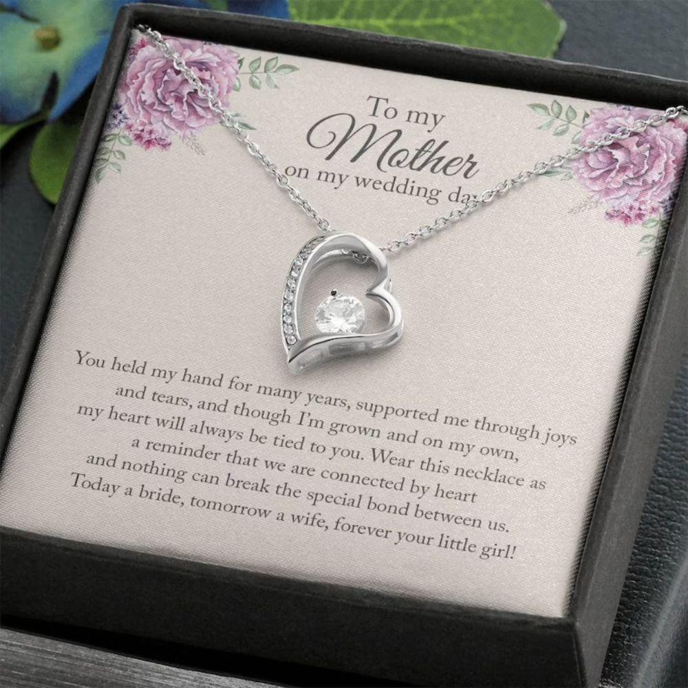 Mom Necklace, Mother Of The Bride Necklace Gift, Wedding Day Gift For Mother From Daughter