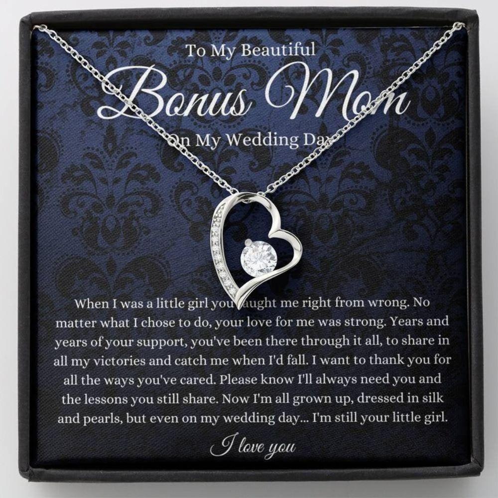 Mom Necklace, Stepmom Necklace, To Bonus Mom On My Wedding Day Necklace, Gift For Stepmother Of The Bride From Stepdaughter