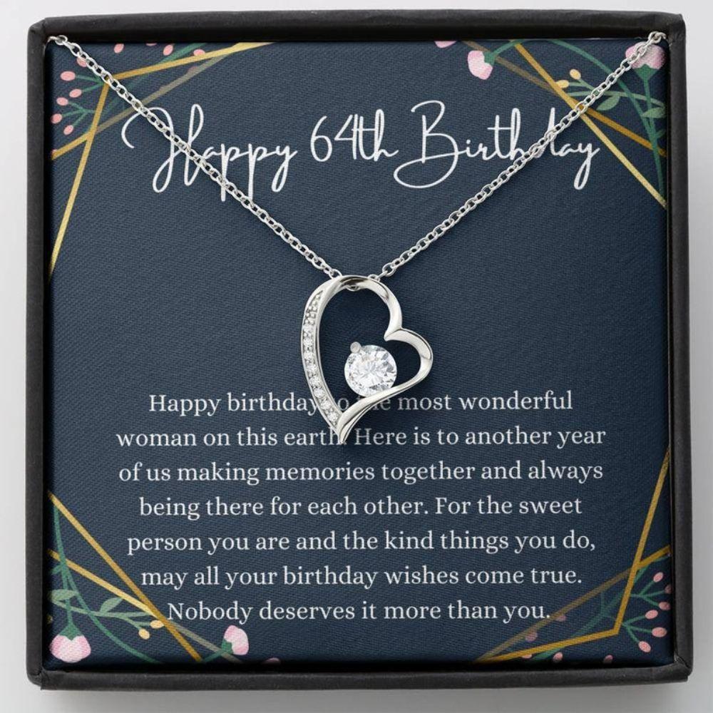 Grandmother Necklace, Mom Necklace, Happy 64th Birthday Necklace, Gift For 64th Birthday, 64 Years Old Birthday Woman