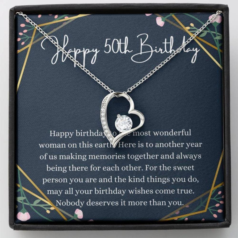 Wife Necklace, Mom Necklace, 50th Birthday Necklace, 50 Years Old Gift For Her, Fiftieth Birthday Gift