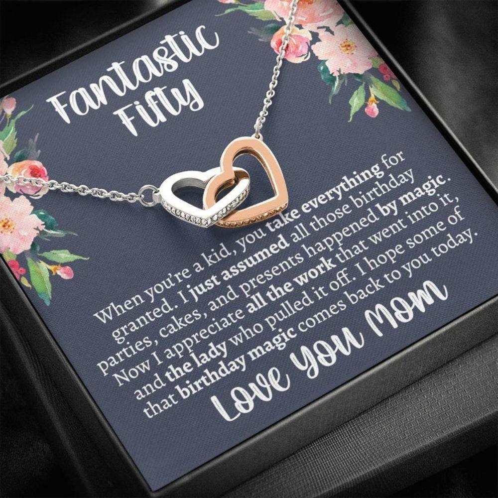 Mom Necklace, Mom 50th Birthday Gift, Gift For Mom Turning 50