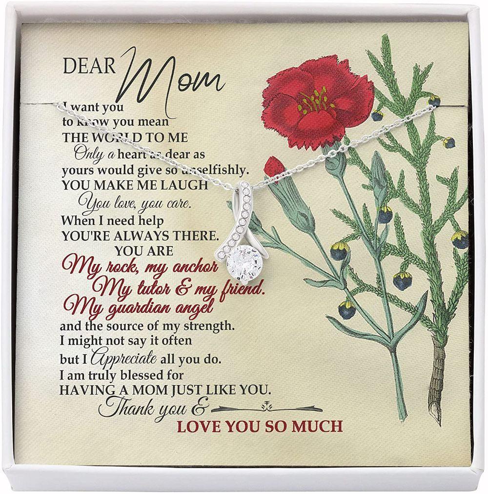 Mom Necklace, Dear Mom Necklace Gratitude Gift For Mom My Guardian Angel Necklace