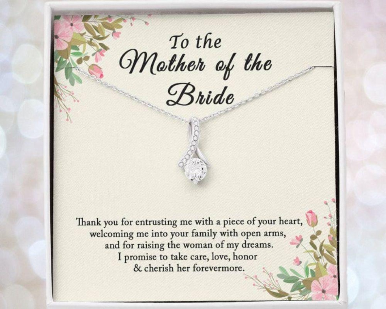 Mom Necklace, Mother Of The Bride Necklace Gift From Groom, Mother In Law Wedding Gift