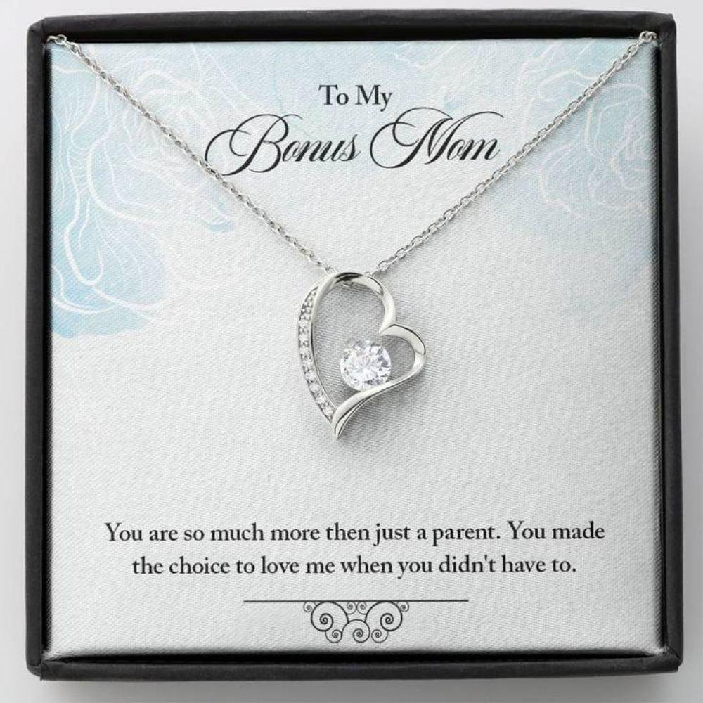 Mom Necklace, Stepmom Necklace, To My Bonus Mom �Choice-So� Heart Necklace Gift
